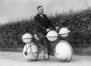 Amphibious Bicycle, a remarkable land-and-water vehicle, Paris, 1932.