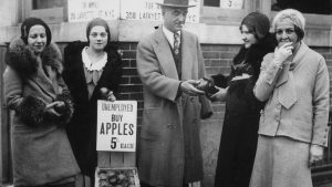 Feeding families in hardship during the Great Depression, 1930s.