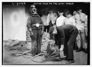 Kaiser Wilhelm 2nd had innovative firefighting gear, circa 1912.