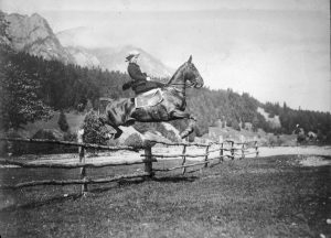 Queen Marie's daring fence leap on sidesaddle, 1900s.