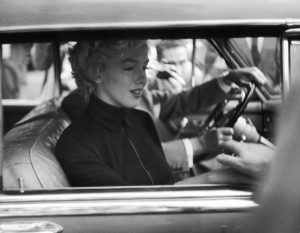 Marilyn Monroe after announcing her divorce from Joe DiMaggio, 1954.