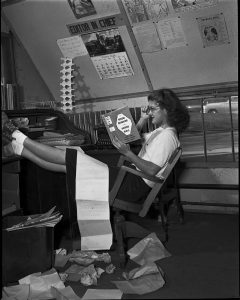 Marjorie Blewett engrossed in 'Sexual Behavior in the Human Male', 1948.