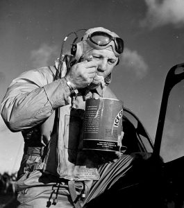 Commander Joseph Clifton returning from a mission, 1944.
